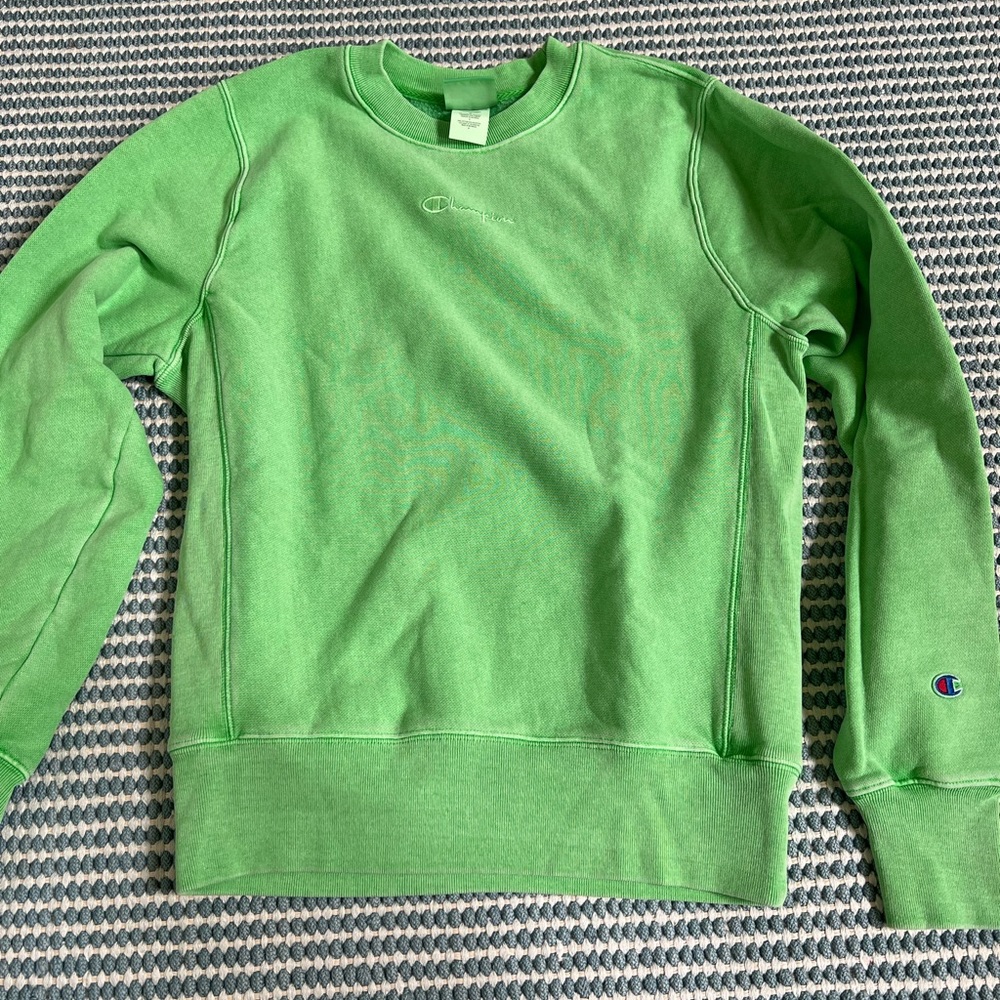 Lime Green Champion Crewneck, Size Small
